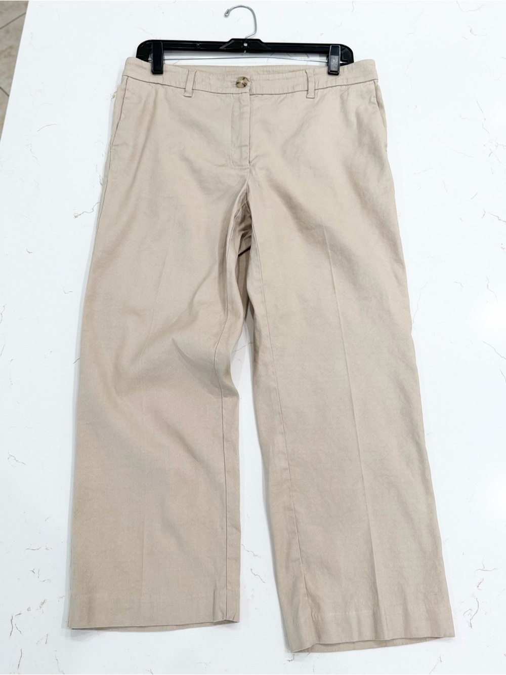 J. Jill Linen Stretch Beige Cropped Straight Leg Pants Size 10